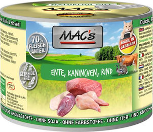MAC'S Katzen-Nassfutter Ente Kaninchen Rind - 6 x 200 g – Bild 1 von 2