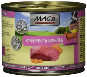 Produktbild von Mac'S Kopffleisch & Karotten Hundenassfutter - 6 x 200 g