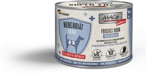 Produktbild von MAC's Vetcare NiereHundenassfutter Vetcare Nierendiaet Huhn Katzennassfutter 12x 200 Gramm