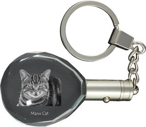 Produktbild von Manx Cat - Fob with cat photo, crystal key ring in gift box, unique gift by Art-Dog brand transparent