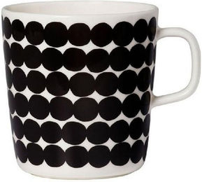 Marimekko Geschirr Becher Oiva-Räsymatto Schwarz-Weiß (Groß) – Bild 1 von 5