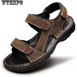 Produktbild von Marke Männer Sommer Mode Sandalen Strand Schuhe Aus Echtem Leder Bequeme Freizeitschuhe 43 braun