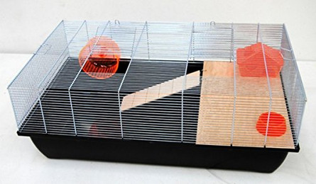 Produktbild von Mäusekäfig Hamsterkäfig Nagerkäfig 78x47x30cm schwarz mit Zubehör