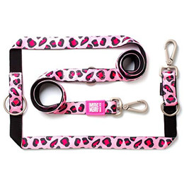 Produktbild von Max & Molly Multifunktions Hundeleine 2m mit 2 Karabinern Leopard Pink S - 2 m