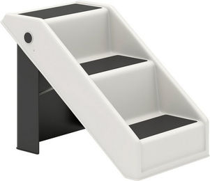 Produktbild von MC Star Haustiertreppe Hundetreppe 3 Stufen 36,5 cm Hoch Haustiertreppe (für Kleine Hunde klappbar für Bett, Sofa, Couch Auto Cremeweiß)