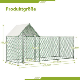 Produktbild von MC Star Hühnerstall Freilaufgehege 3x1x1,5m mit Sicherheitsschloss