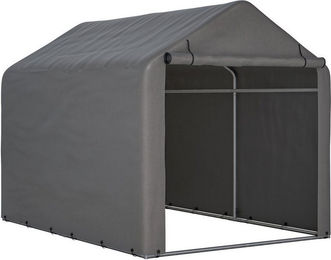 Produktbild von MC Star Hühnerstall Grauer Fahrrad-Garage / Werkzeugschuppen 160x220x165 cm mit Rolltor, Wasserdichtes PE-Material