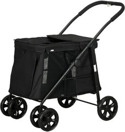 MC Star Hundebuggy undewagen faltbarer mit Seitentaschen und Netzfenster, (für kleine und mittelgroße Hunde bis 20 kg Oxford-Gewebe Schwarz) – Bild 1 von 5