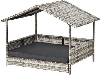 Produktbild von MC Star Hundehütte Rattan mit Kissen und Stahlrahmen