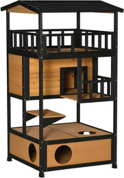 Produktbild von MC Star Katzenliege Tannenholz Katzenhütte 4 Etagen mit Treppe
