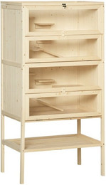 Produktbild von MC Star Kleintierkäfig Hamsterkäfig aus Holz 5 Etagen Nagarium Nagerkäfig Kleintierkäfig, mit Gitterdach Rampen, Holzkäfig Mäusekäfig groß Käfig