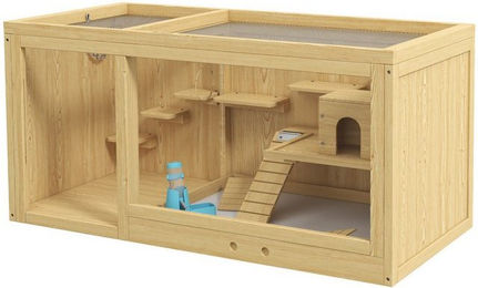Produktbild von MC Star Kleintierkäfig Hamsterkäfig Holz Kleintierstall Spielhaus