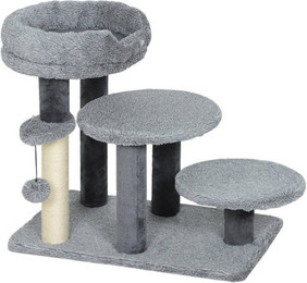 Produktbild von MC Star Kratzbaum und Katzentreppe, breite Basis, Plüschstoff, Sisalkratzsäule, Grau
