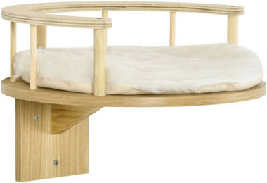 Produktbild von MC Star Kratzbaum Wandliege, Katzenbett, mit Schutzrand, Liegekissen, für Wandmontage, Eiche+cremeweiß, 34 x 34 x 10,5 cm