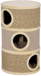 MC Star Kratztonne 79 cm hoch, Ø45 cm, dreistöckige Katzentonne mit Sisalseil, (Katzenhöhle, für große Katzen, Khaki+Braun) – Bild 1 von 5