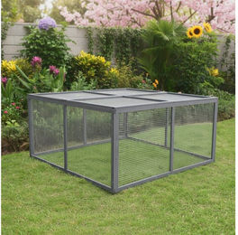 Produktbild von Melko Freigehege Kleintierstall Freilauf Kaninchenstall Hasenkäfig Hasenfarm Auslauf, 120 x 120 cm, aufklappbarer Deckel, Edelstahlscharniere