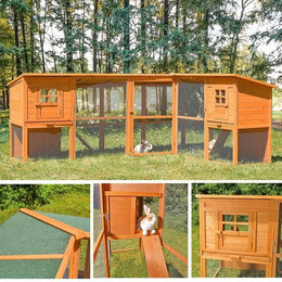 Produktbild von Melko Hühnerstall Freigehege Holz Braun mit 2 Etagen