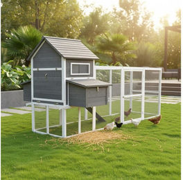 Melko Hühnerstall Geflügelstall Hühnervoliere Hühnerhaus Hühner Freilaufgehege, 2 Nestboxen mit insgesamt 4 Legenestern, XXL Freilaufgehege – Bild 1 von 5