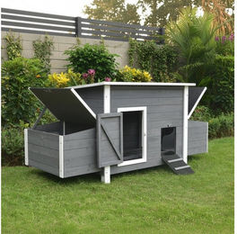 Produktbild von Melko Hühnerstall Hühnerhaus Geflügelstall Hühnervoliere 2 Eiablagen Kleintierstall, 2 Nestboxen (von außen zugänglich), 4 Nistplätze, 2 Sitzstangen