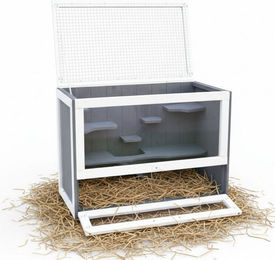 Melko Kleintierkäfig Hamsterkäfig Holz Nagerkäfig Mäusekäfig 3 Etagen Kleintierstall, Frontscheiben aus Plexiglas, aufklappbaren Deckel – Bild 1 von 5