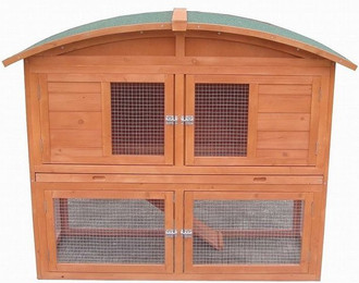 Produktbild von Melko Kleintierkäfig Kaninchenstall Freigehege aus Holz mit Runddach