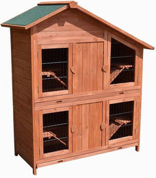 Produktbild von Melko Kleintierstall Hasenstall aus Holz mit 4 Boxen und Rampen