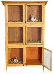 Produktbild von Melko Kleintierstall Kaninchenstall mit 6 Boxen aus Holz