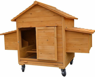 Produktbild von Melko Rollbarer Hühnerstall aus Holz mit 2 Nestboxen