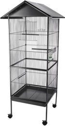 Produktbild von Melko Vogelkäfig Vogelvoliere Metall Anthrazit XXL mit Rollen und Bodenschutzgitter