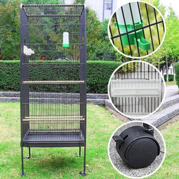 Produktbild von Melko Voliere Metall Vogelhaus mit Sitzstangen und Futternäpfen