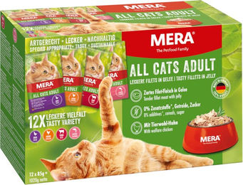 Produktbild von mera Cats Adult Mixpaket Nassfutter für Katzen - 12 x 85 g