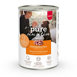 Produktbild von MERA Pure Sensitive Geflügelherzen Nassfutter für Hunde - 6 x 400 g