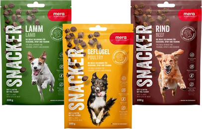Produktbild von mera Snacker Mix-Pack mit Geflügel, Lamm und Rind - 6 x 200 g