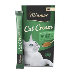 Produktbild von Miamor Cat Cream mit Huhn und Gemüse - 5 x 15 g