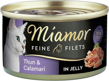 Produktbild von Miamor Feine Filets in Jelly 100g Dose Katzennassfutter 24 x 100 Gramm Thunfisch & Calamari