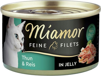 Produktbild von Miamor Feine Filets in Jelly 100g Dose Katzennassfutter 24 x 100 Gramm Thunfisch & Reis