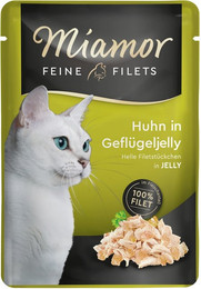 Produktbild von Miamor Feine Filets in Jelly 100g Frischebeutel Katzennassfutter Sparpaket 48 x 100 Gramm Huhn in Geflügeljelly