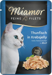 Produktbild von Miamor Feine Filets in Jelly 100g Frischebeutel Katzennassfutter Sparpaket 48 x 100 Gramm Thunfisch in Krebsjelly