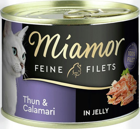 Produktbild von Miamor Feine Filets in Jelly 185g Dose Katzennassfutter 12 x 185 Gramm Thunfisch & Calamari
