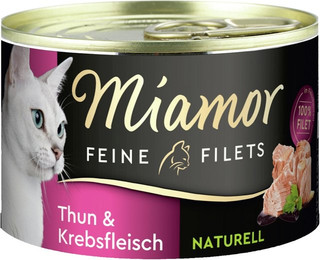 Produktbild von Miamor Feine Filets Naturelle 156g Dose Katzennassfutter 12 x 156 Gramm Thunfisch & Krebsfleisch