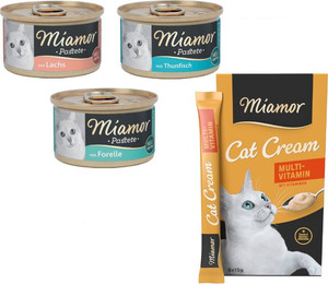 Produktbild von Miamor Kombi-Paket Pastete mit Fisch & Multi-Vitamin Cream Snacks - 24 x 85 g