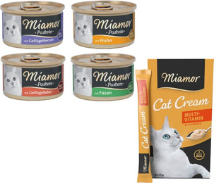 Produktbild von Miamor Kombi-Paket Pastete mit Geflügel & Multi-Vitamin Cream Snacks - 24 x 85 g
