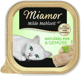 Produktbild von Miamor Milde Mahlzeit 100g Schale Katzennassfutter Sparpaket 32 x 100 Gramm Geflügel Pur & Gemüse