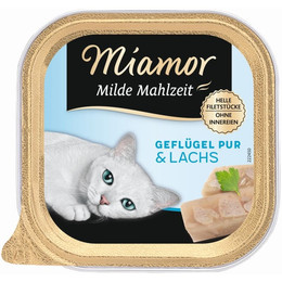 Produktbild von Miamor Milde Mahlzeit Geflügel Pur & Lachs - 16 x 100 g