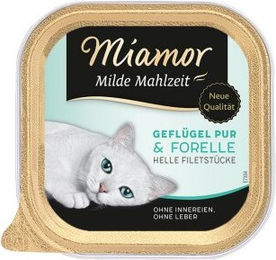 Produktbild von Miamor Milde Mahlzeit Geflügel pur und Forelle 16x100 g