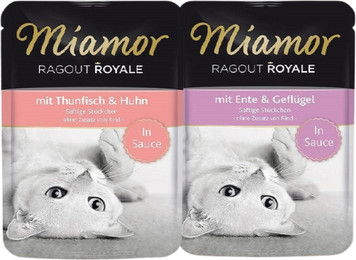 Produktbild von MIAMOR Ragout Royal Thunfisch und Huhn + Ente mit Huhn in Soße 24x100 g