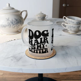 Produktbild von Milchglas Tasse "Dog Hair is my Glitter" - 0,33 l