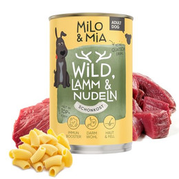 Produktbild von Milo & Mia Adult Nassfutter für Hunde Wild, Lamm & Nudeln - 6 x 400 g