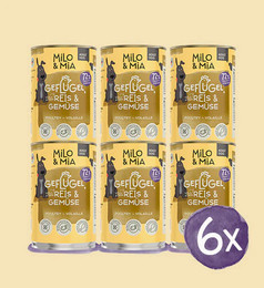 Produktbild von Milo & Mia Geflügel, Reis & Gemüse Nassfutter für Hunde - 6 x 400 g