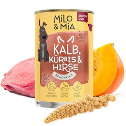 Produktbild von Milo & Mia Kalb, Kürbis & Hirse Nassfutter für Hunde - 24 x 400 g
